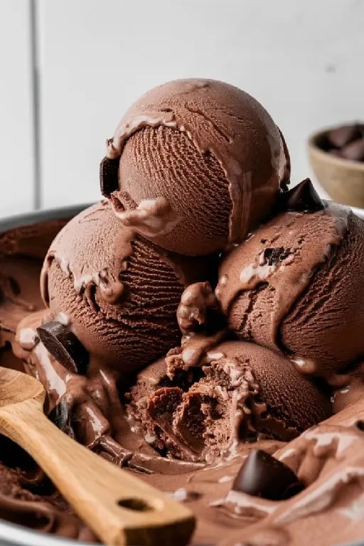 Helado de Chocolate - Mezcla cacao en polvo con leche condensada y crema de leche. Congela y disfruta.