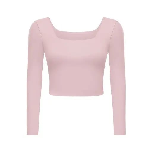 Top manga larga rosa