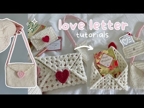 crochet love letter collection: bag, wallet/envelope, & book sleeve | beginner-friendly tutorials - mahum 🎀
