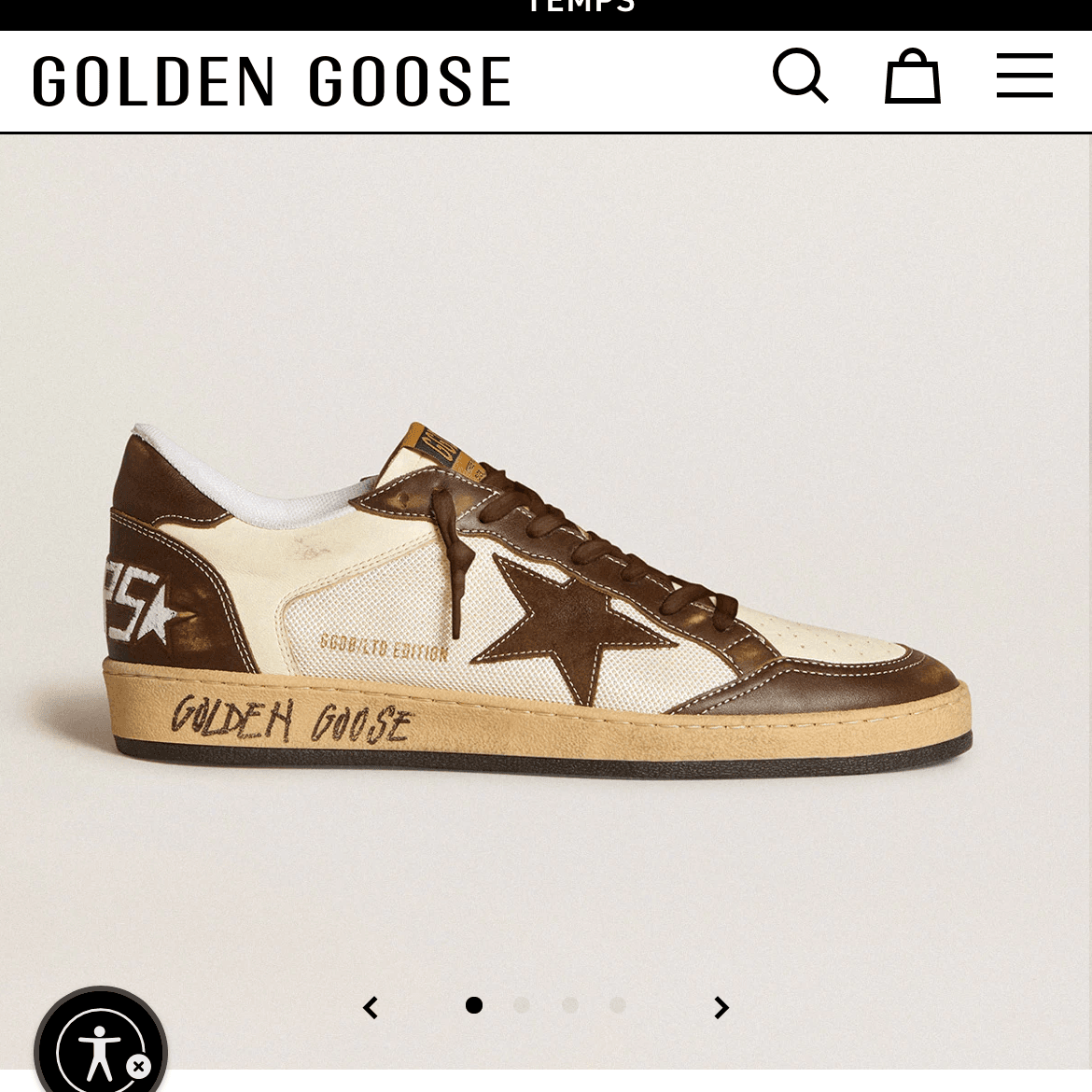 Ball Star en cuir nappa et en résille avec étoile en daim et empiècements en cuir marron