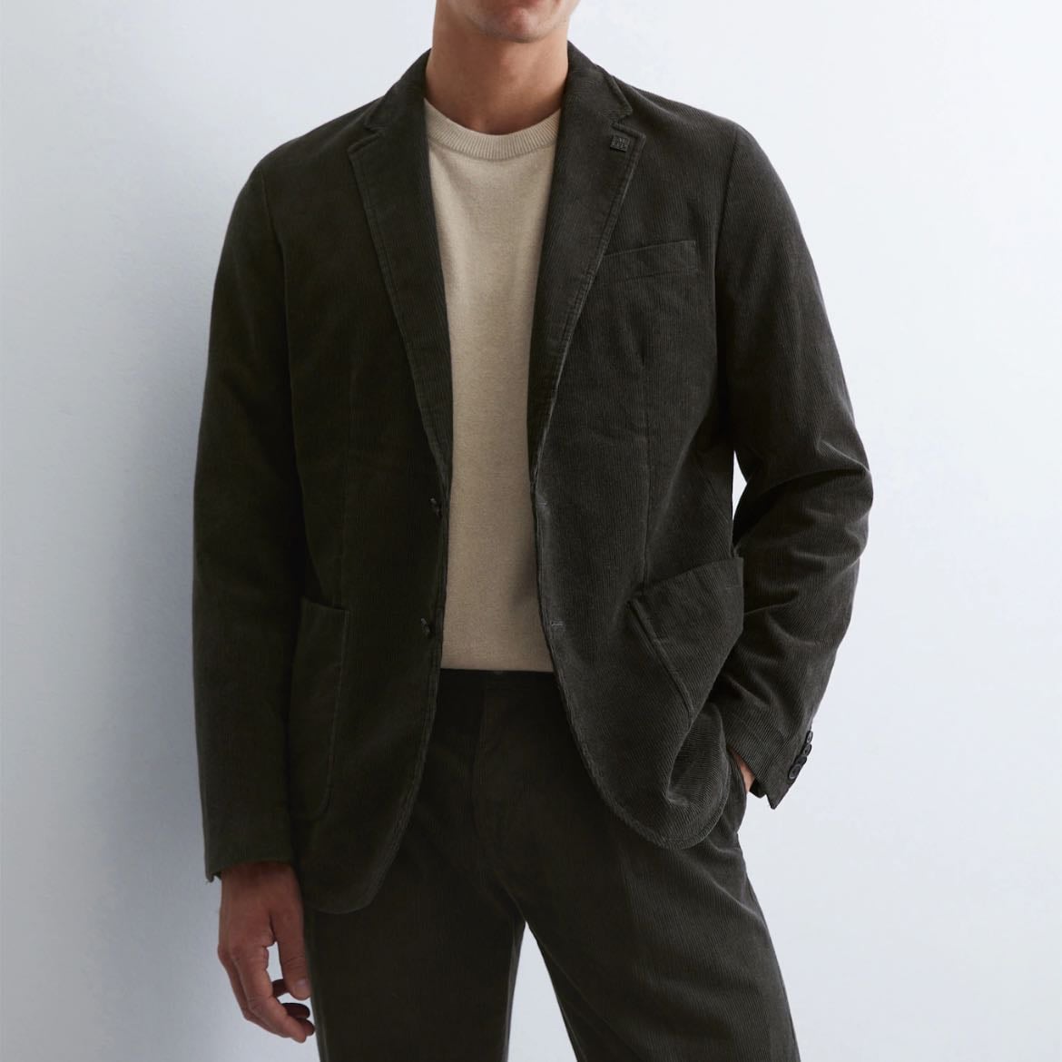 Marco polo blazer velour côtelé kaki