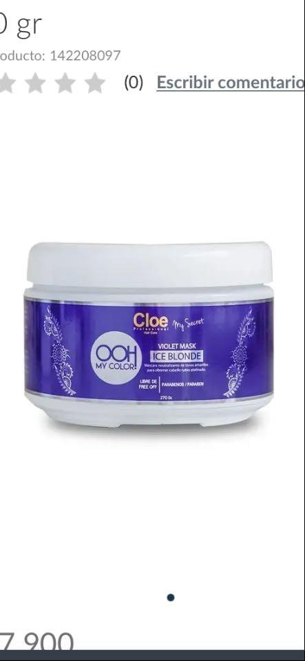 mascarilla matizante de cloe - $17.900