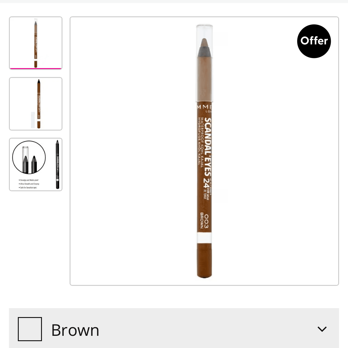 Rommel Scandal’Eyes waterproof - £4,99 Kohl eyeliner brown