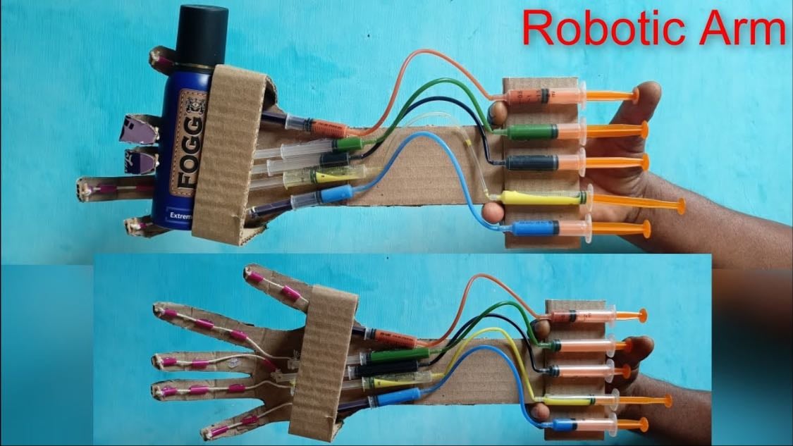 Rock paper scissors robot - Hand that does four motions: rock, paper, scissors, and the first before. Randomize final movement, can add sensor to get „shoot“ at same moment as when you move, perhaps implement an AI to see who won?
I‘d use hydraulic hand as a start