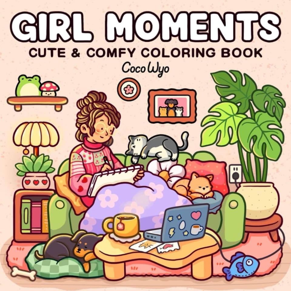 Coloring book (girl moments) + pens