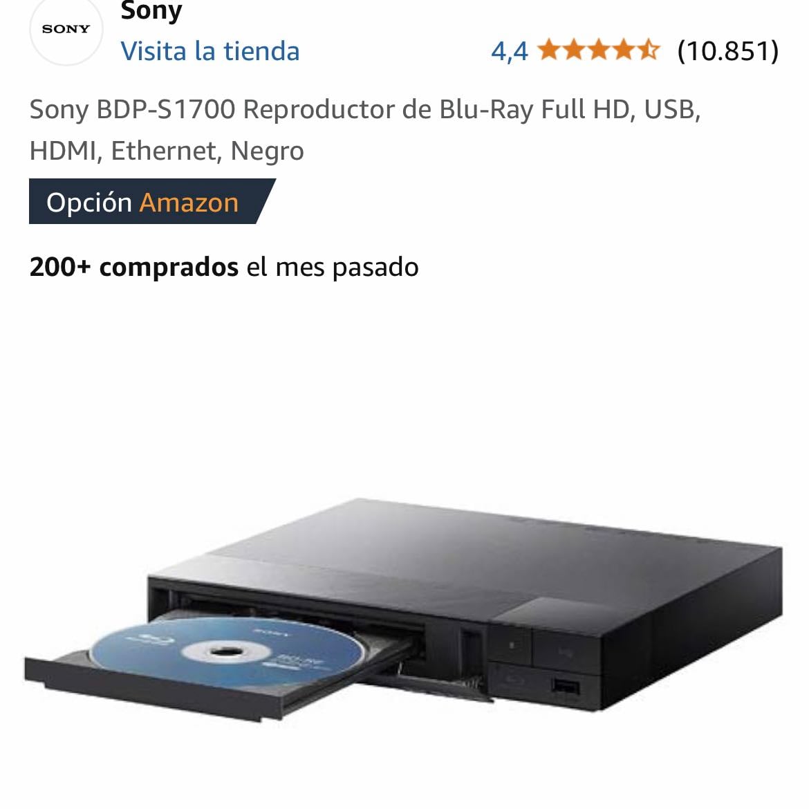 REPRODUCTOR BLUE RAY SONY - AMAZON