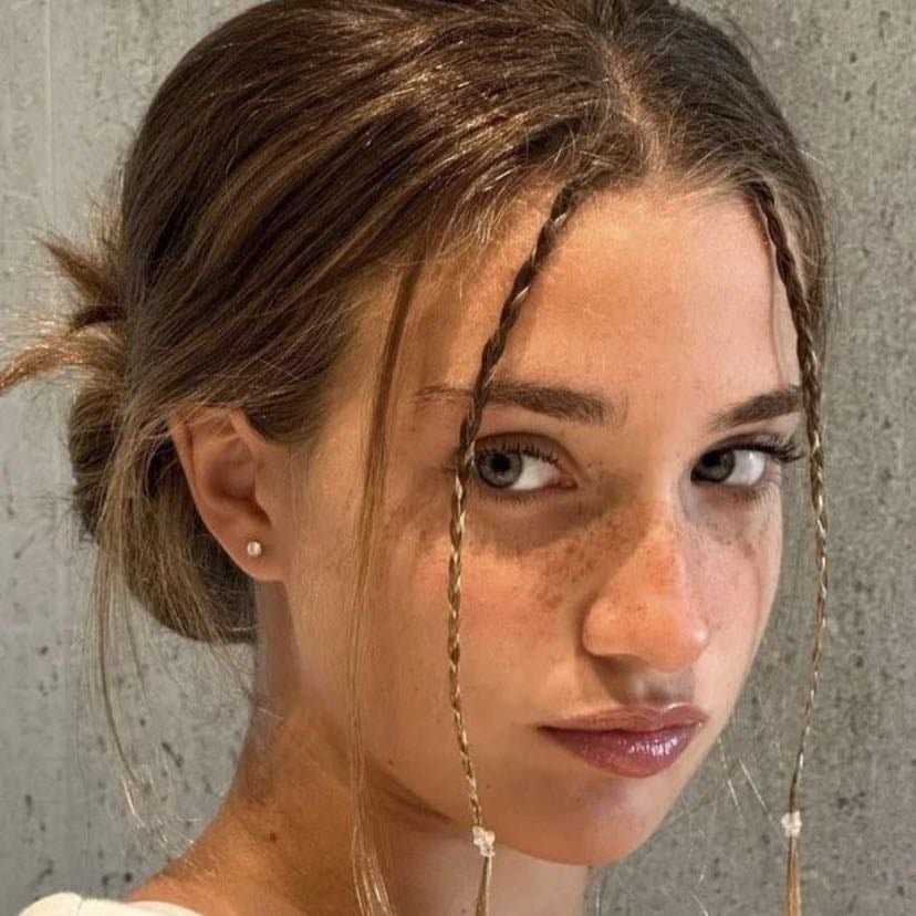 Bun with two mini braids on the locks