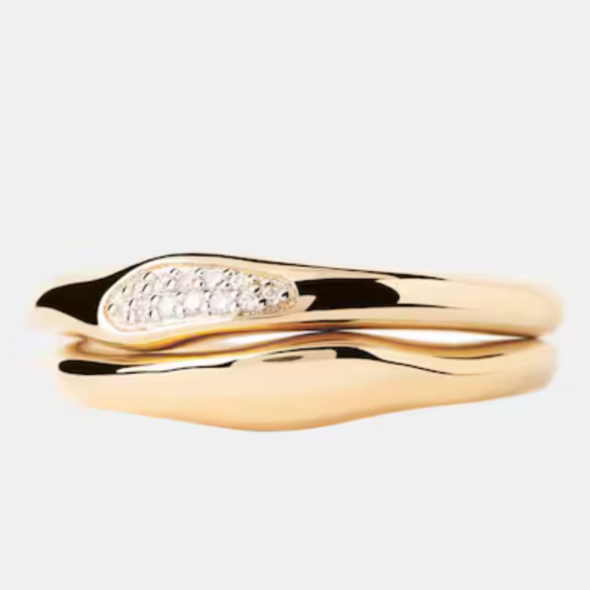 Set de anillos Essentials en oro y pavé de circonitas - PDPAOLA