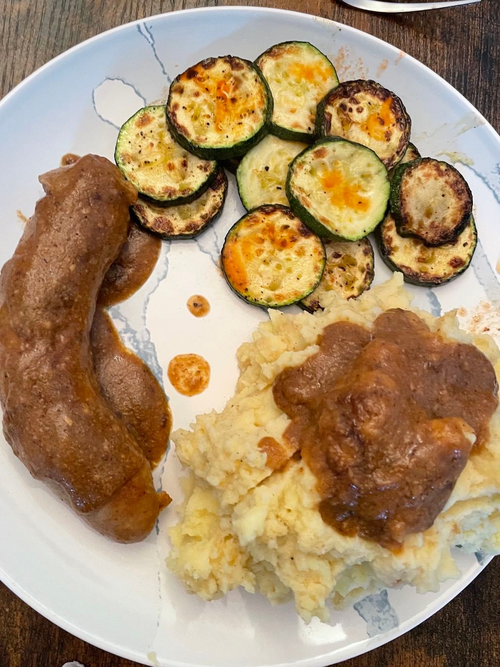 Worst, puree, groent - Mosterdsaus