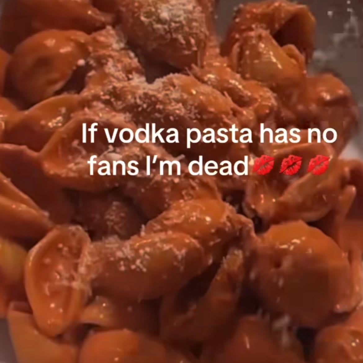 Vodka pasta - white onion, garlic, tomato purée, single cream, salt, pepper, chilli flakes, a shot of vodka and Parmesan