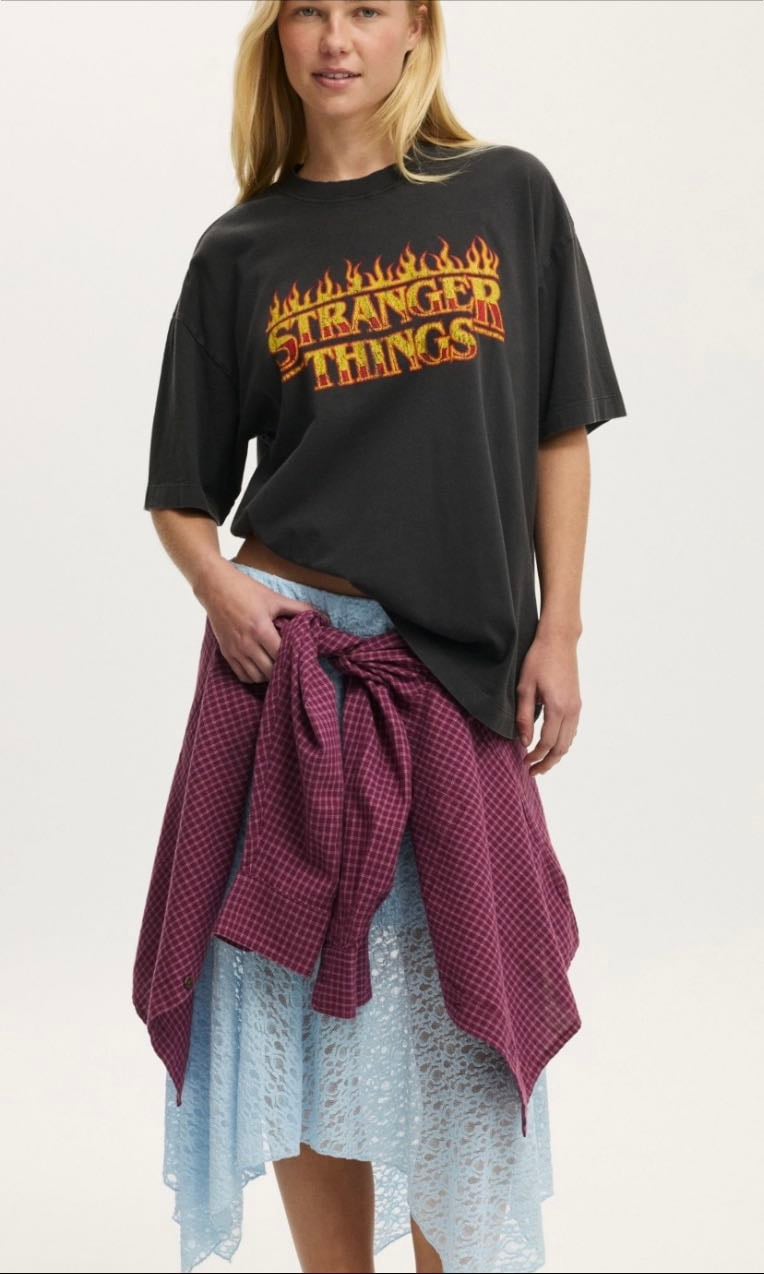 Stranger Things Boxy Graphic Tee - Cotton: On