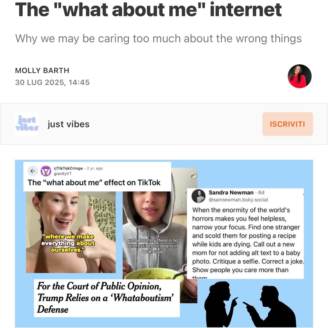 The "what about me" internet - MOLLY BARTH