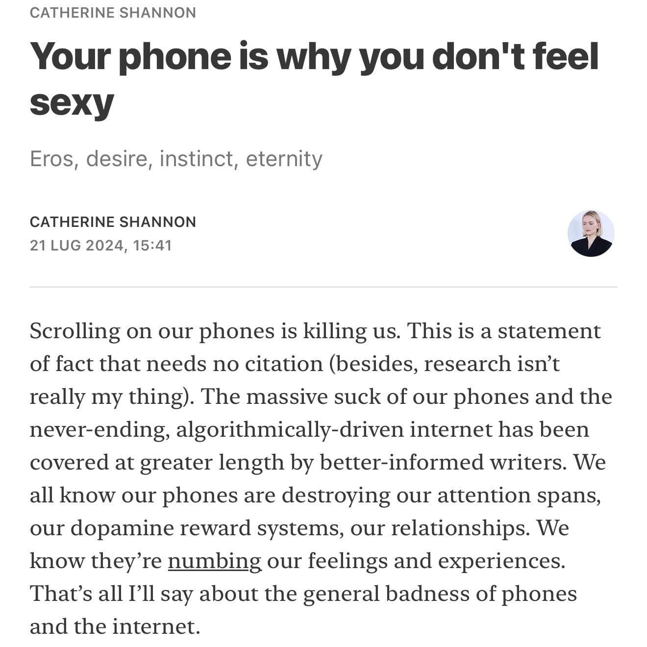 Your phone Is why you don’t feel sexy - Catherine Shannon