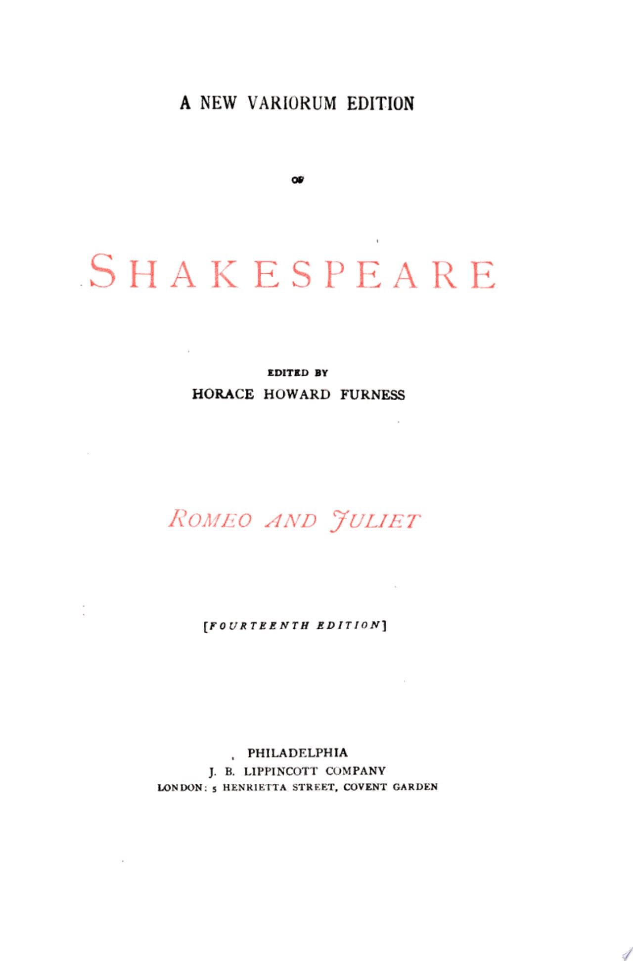 Romeo and Juliet - William Shakespeare · 1913