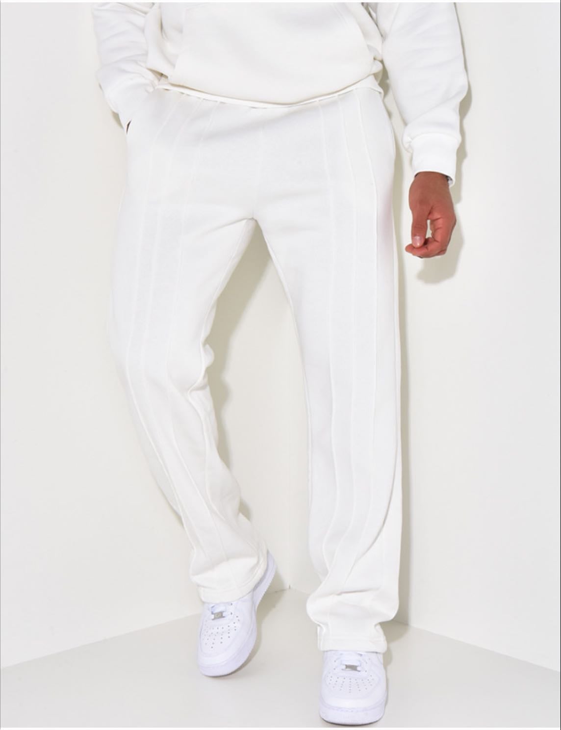 Jogging blanc large en bas