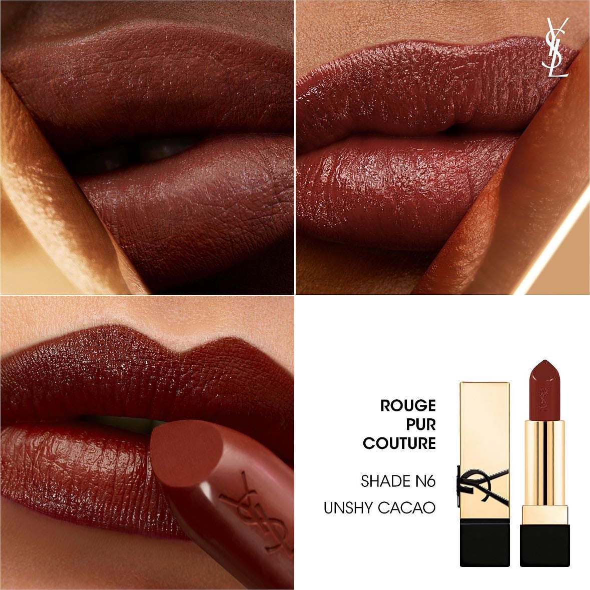 Rouge Pur Couture Caring Satin Lipstick - 06 Unshy Cacao ‼️