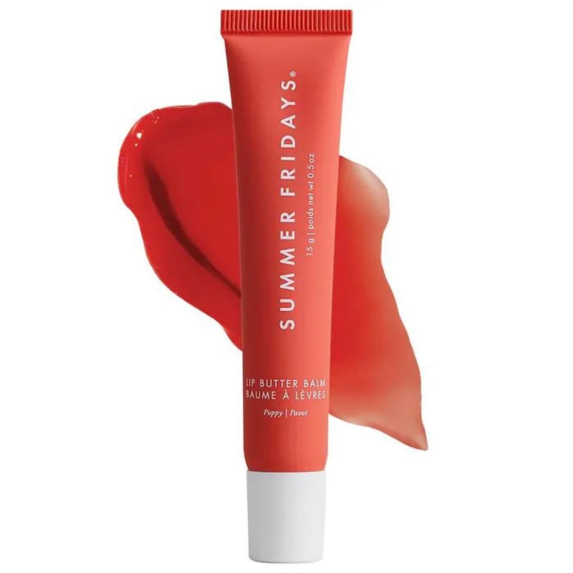 Lip Butter Balm for Hydration & Shine - Poppy - sheer citrus coral