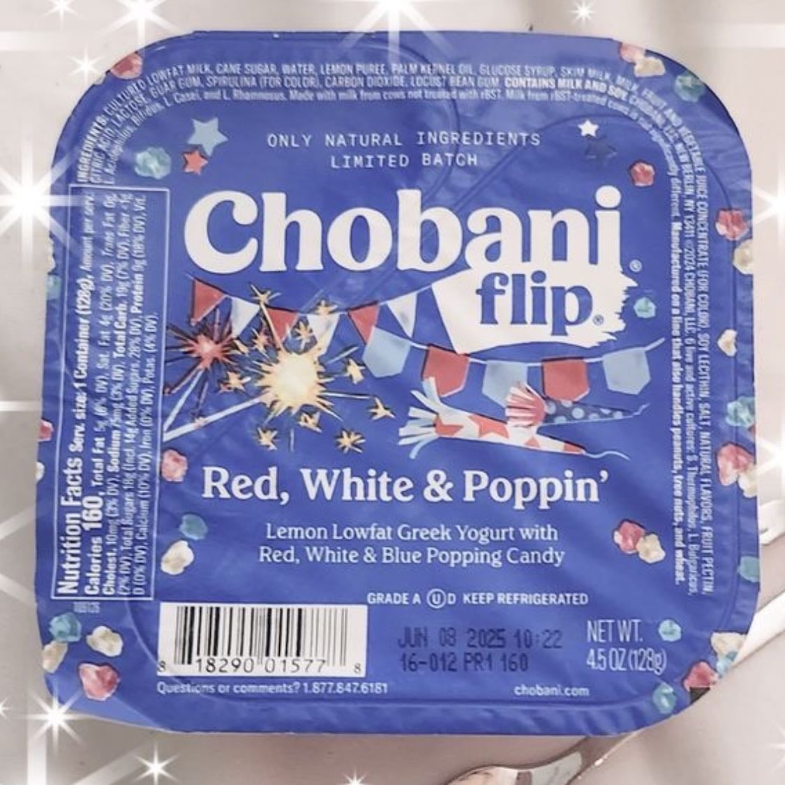 🧨 red white & poppin’ - popping candy really helps balance the lemon yogurt