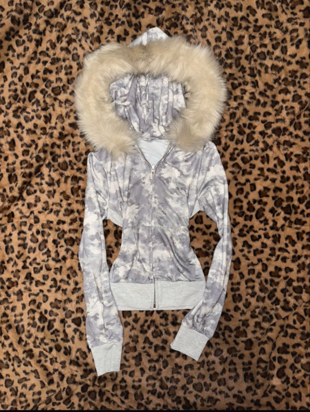 fake fur zip up hoodie
