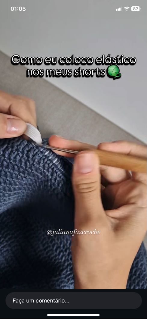 elástico em short