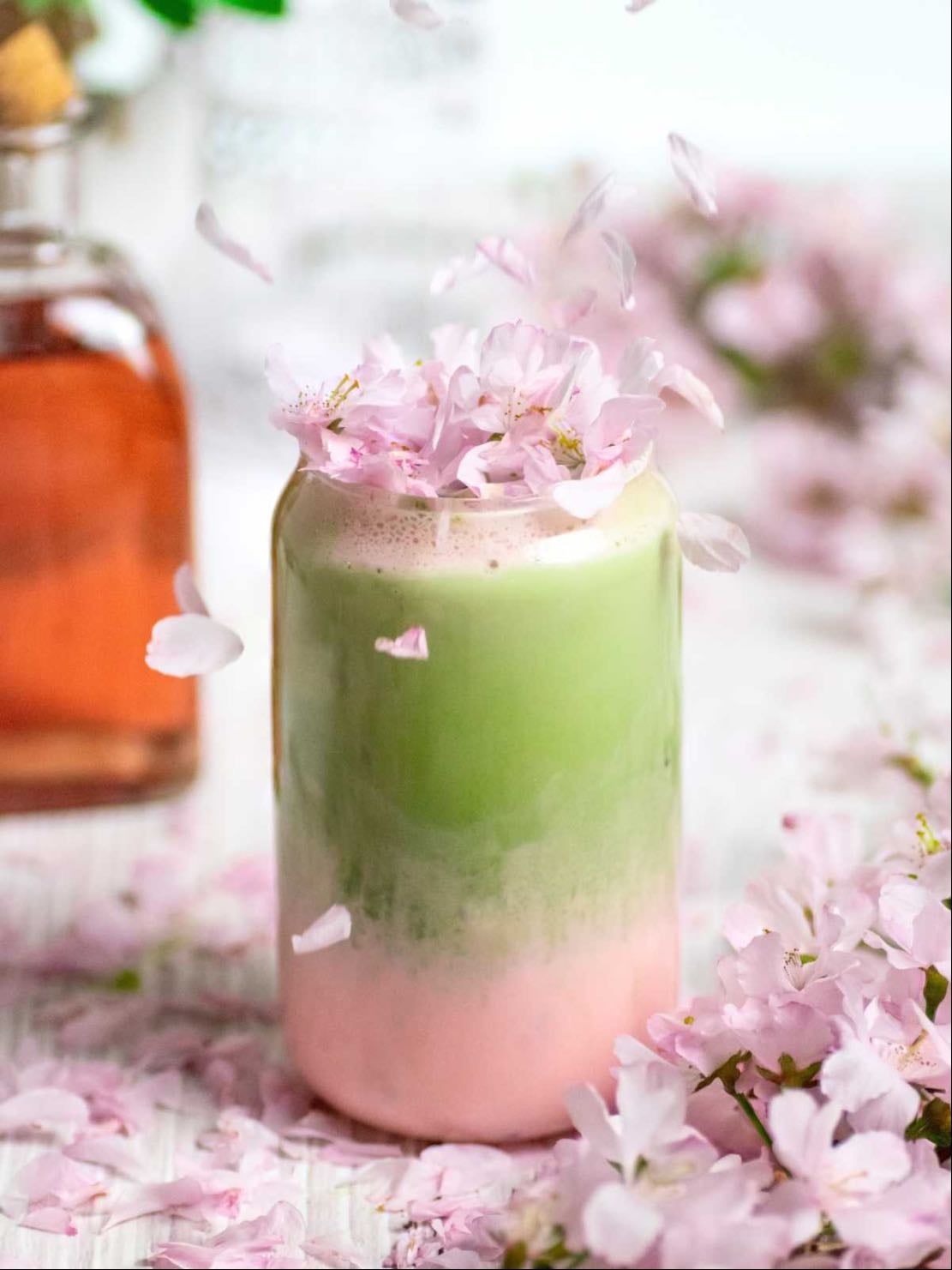 cherry blossom matcha sakura latte