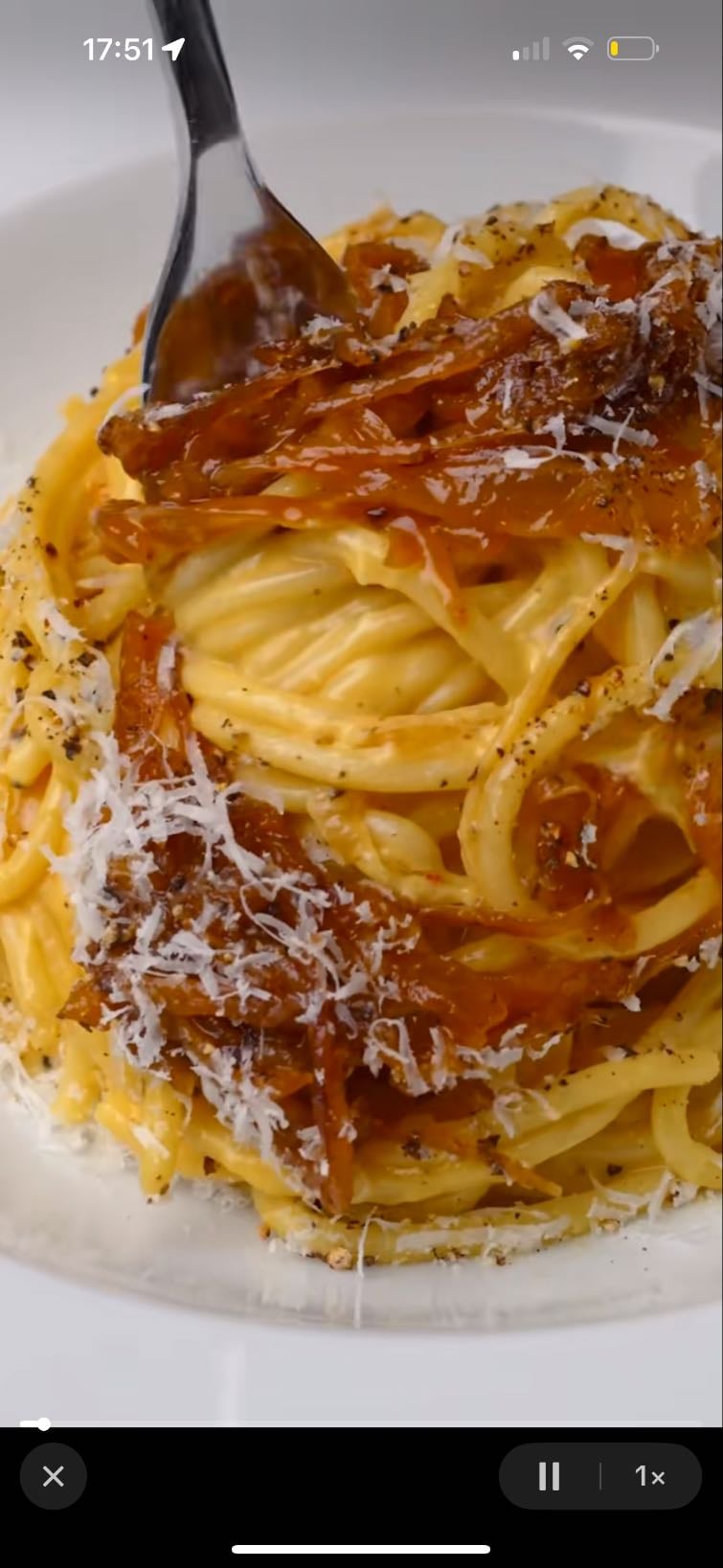 🍝spaghettis aux oignons caramélisés🧅
