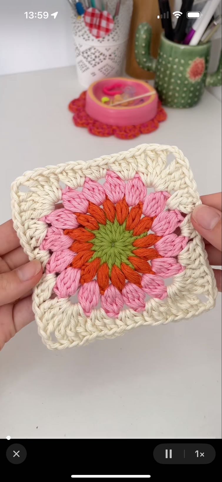 carré granny fleur - 🟧 carré