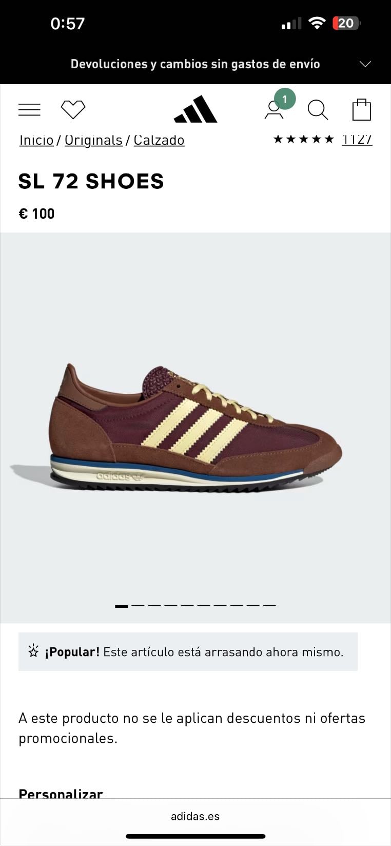 SL 72 Adidas - Talla 36