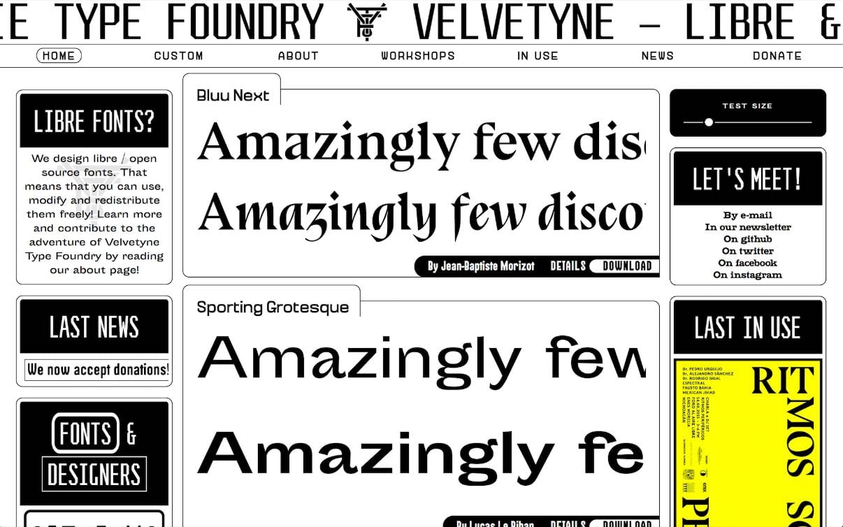 Velvetyne - Dope ass free fonts
