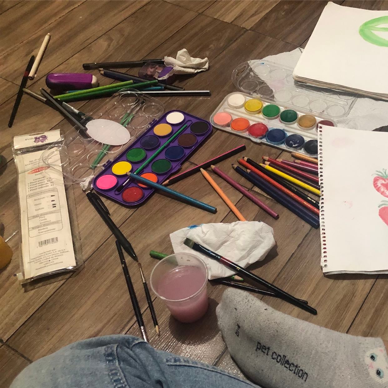 🎨 - aricita me invitó a su casa a ver pelis y pintamos, con ella quedarme haciendo una actividad con música puede significar todo 🙌🏼🖼️