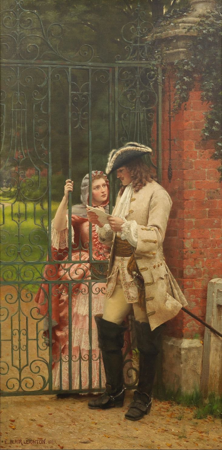 what shall I say (1889) - by Edmund Blair Leighton