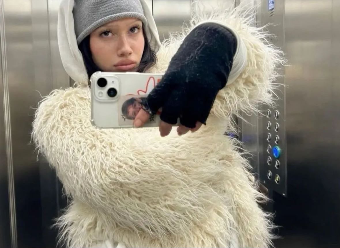 fur jacket + gloves