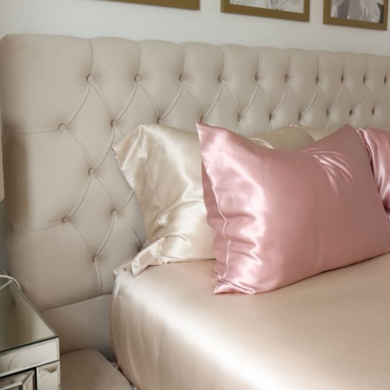 silk pillowcases - reduces wrinkles and is more gentle on skin🤍