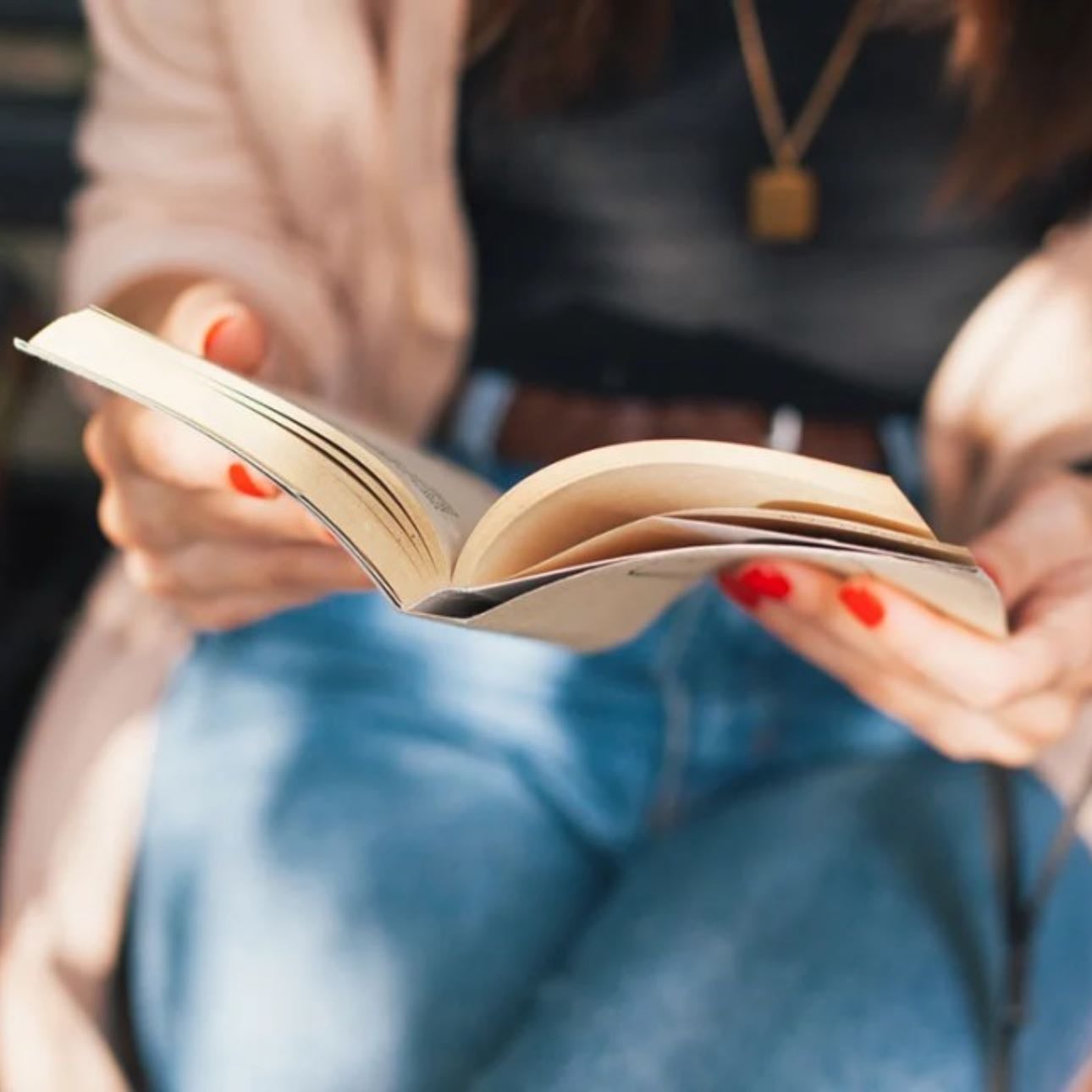 reading a book or magazine instead of being on the phone in public