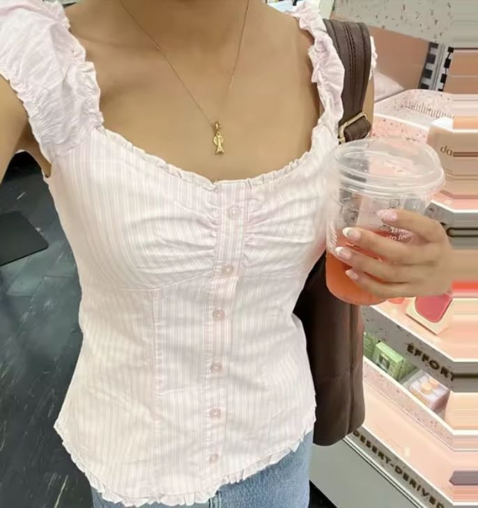 Pink milkmaid top