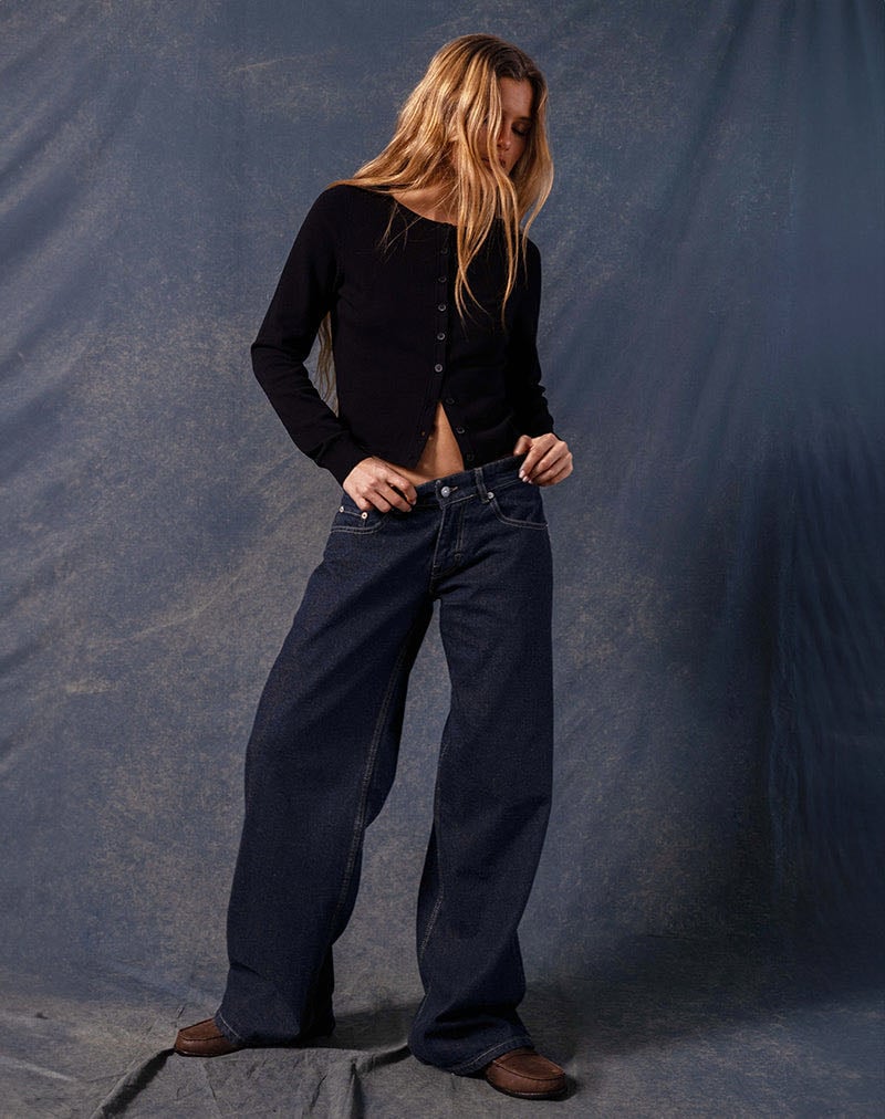 Roomy Extra Wide Low Rise Jeans in Indigo - motelrocks-com-eur