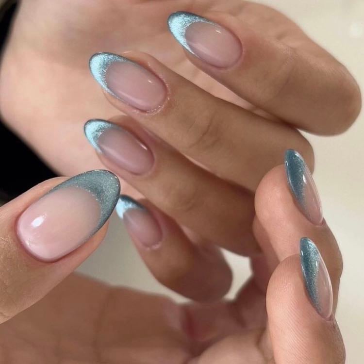 metalic blue nails 🩵🧊 - vibes