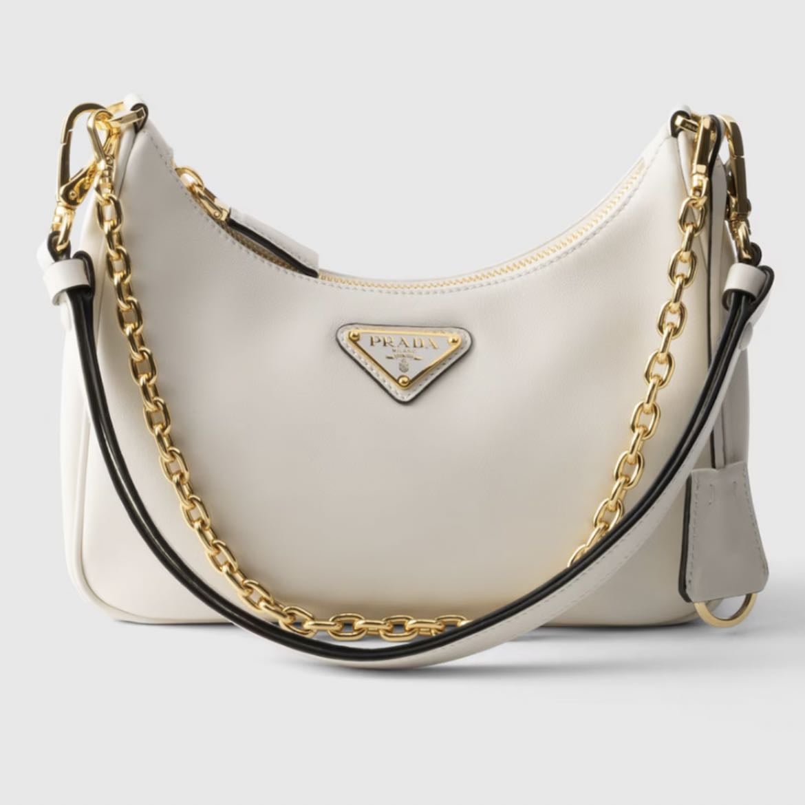 re-edition leather mini-bag - Prada - white/black