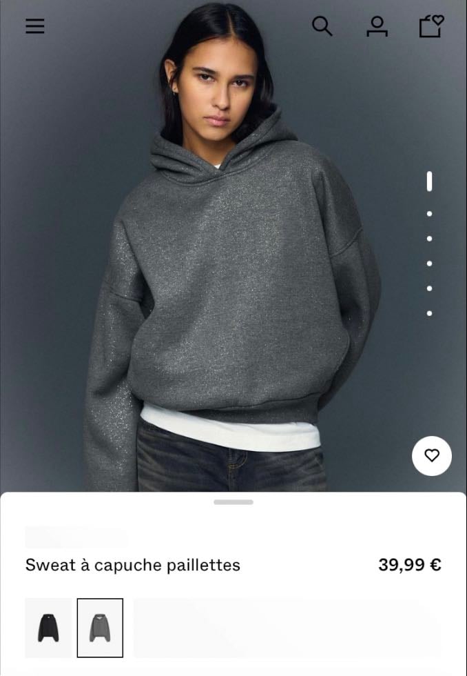 Hoodie à paillettes - Gris, Bershka