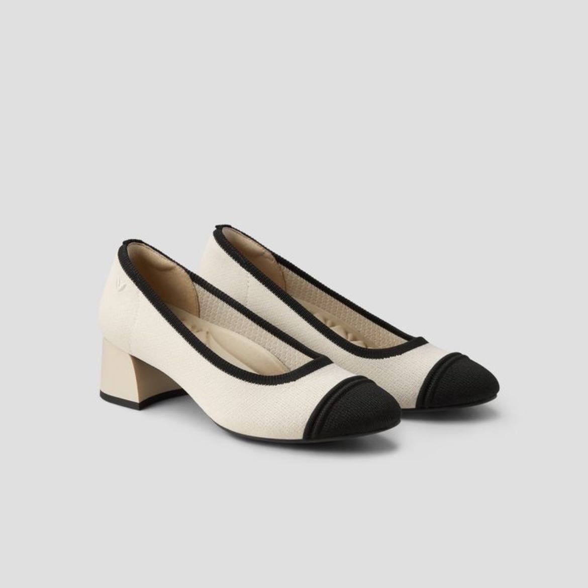 Ballerine à talons - Couleur : noir/ blanc/ noir et blanc