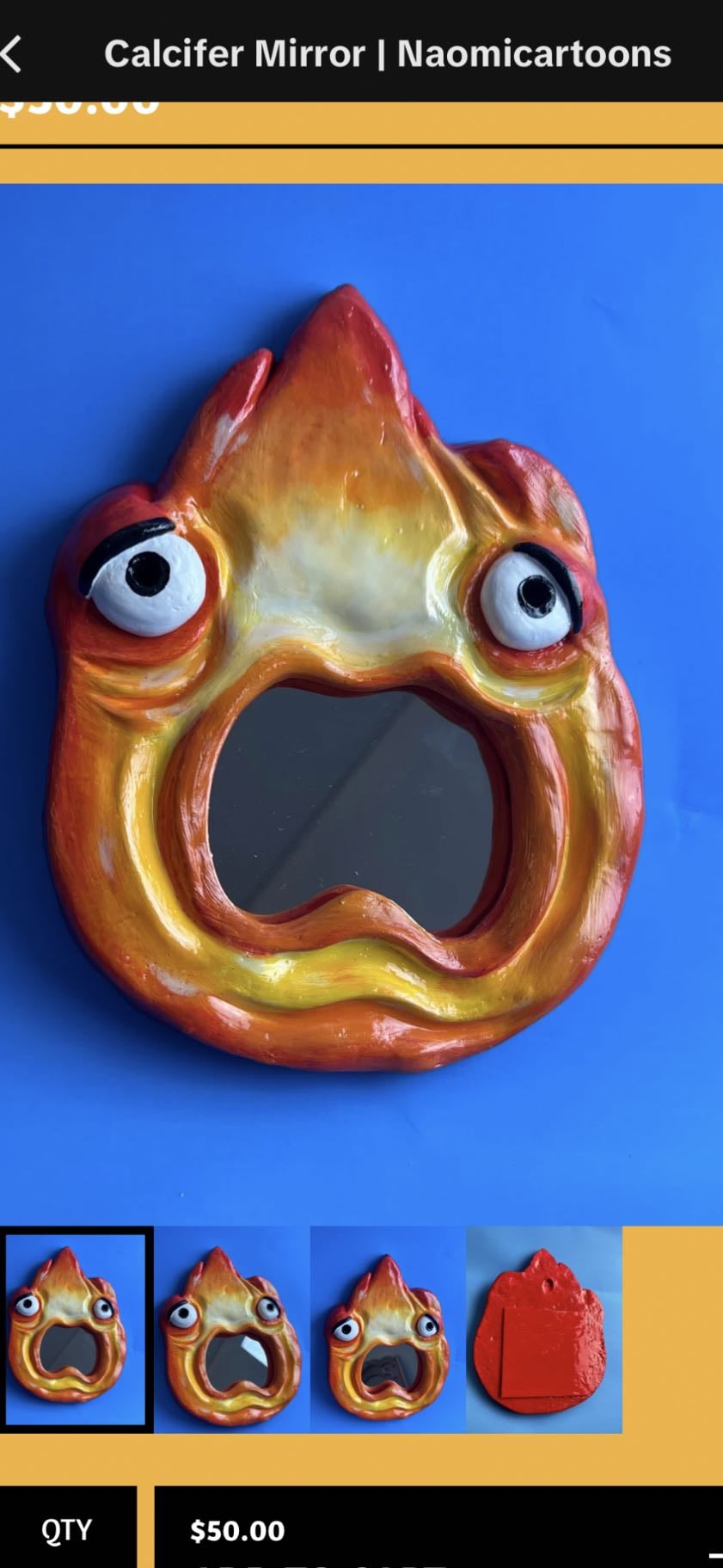 Calcifer Mirror - From Howl's Moving Castle
Clay
Not available from seller anymore