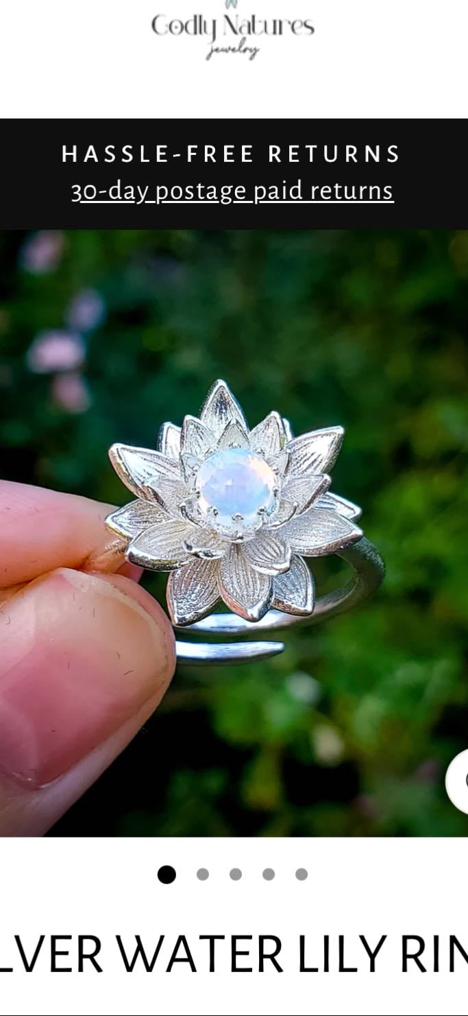 Silver Water Lily Ring - £98.44
Sterling Silver 925
Godly Natures Jewellery