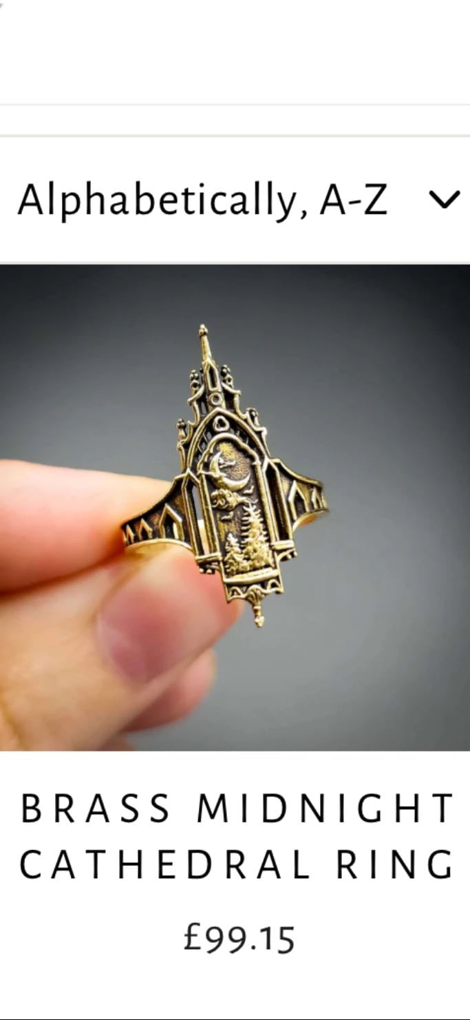 Brass Midnight Cathedral Ring - £99.15
Brass
Godly Natures Jewellery