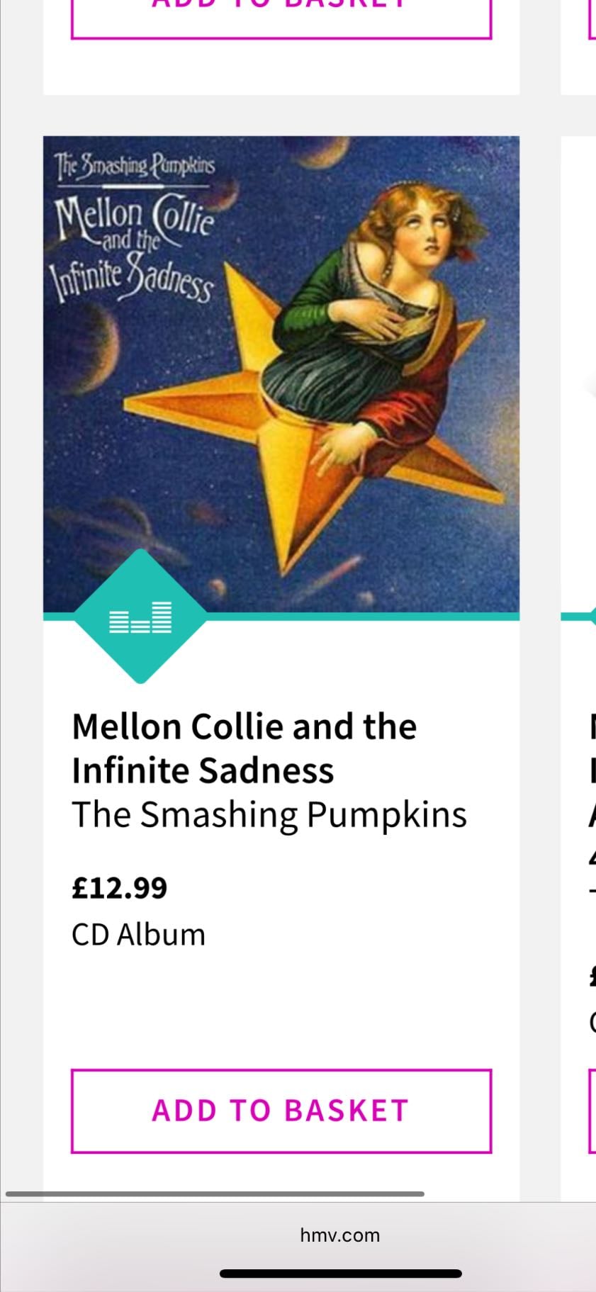 Mellon Collie -Smashing pumpkins cd - 😛
HMV £12.99