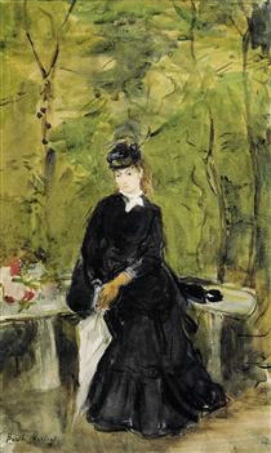 Young Lady Seated on a Bench - Berthe Morisot 1864