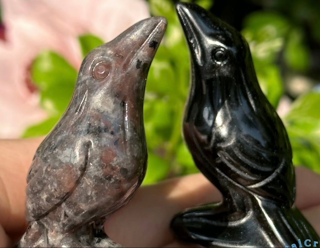 Natural Obsidian Crow Figurine - Crystal Crafts Hut