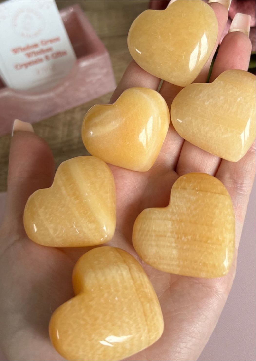 Honey calcite heart - wisdomgracewitches