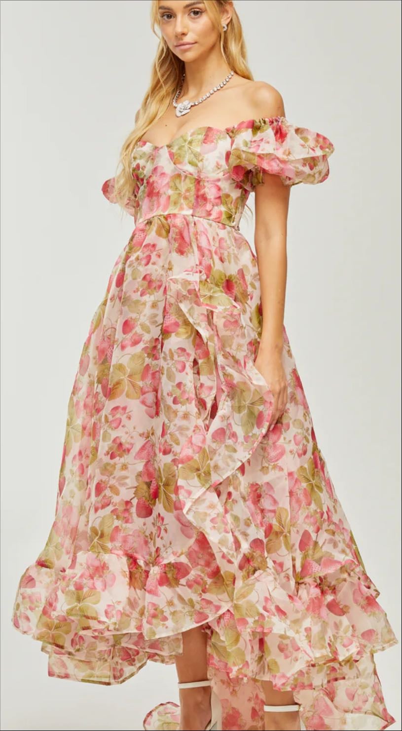 Geneviève fruit-print ruffled maxi dress - Miss Rosier