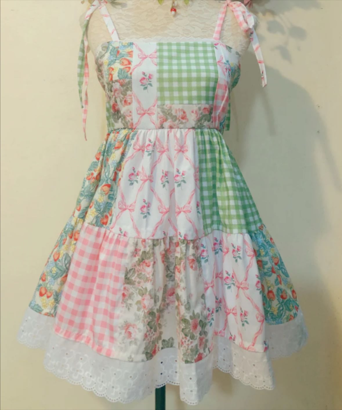 Strawberry Fields Patchwork Handmade Dress - Dolly Kaye