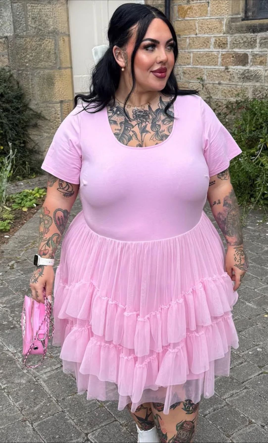 Tee mesh dress - pink frosting - Snag